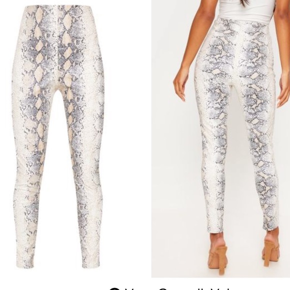 snakeskin faux leather pants
